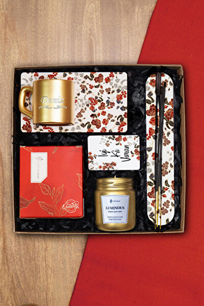 TrendHediye Kişiye Özel Sunumlu Fincan, Türk Kahvesi, Tütsü, Mum & Hediye Seti