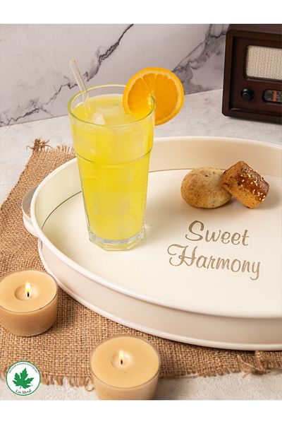 linmetal Lemna 37cm Metal Tray, Oval Tea Tray, Presentation Tray, Coffee Tray