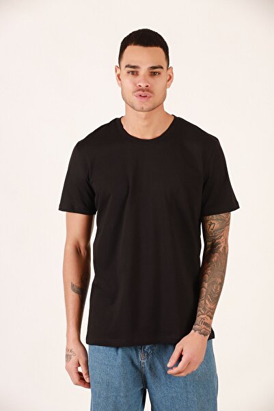 DK DAKSEL Ανδρικό μπλουζάκι Relaxed Fit 100% βαμβακερό μαύρο χρώμα