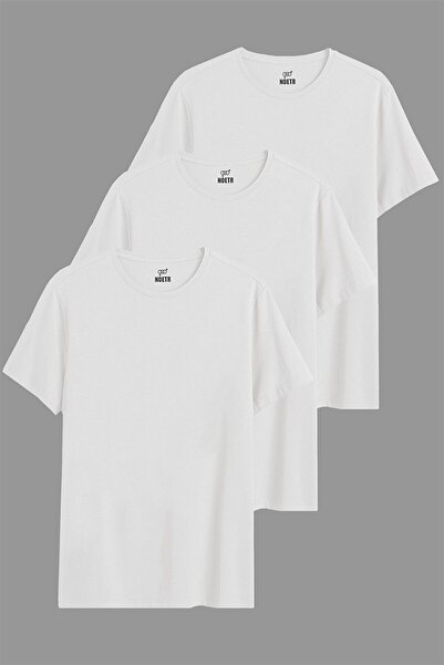 DK DAKSEL Siyah-beyaz-taş Renk Relaxed Fit Pamuklu Kadın T-shirt 3'lü Paket