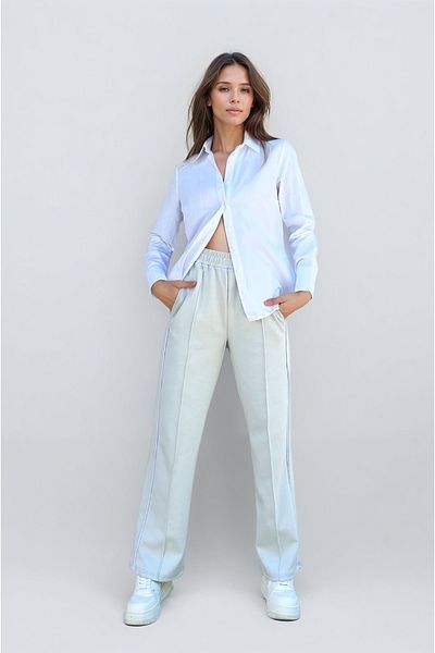 VAGGON Women's Gray Side Striped Front Grassy Double Pocket Retro Trousers Prm1209