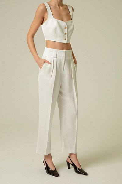 rue. Ecru Carrot Leg Trousers