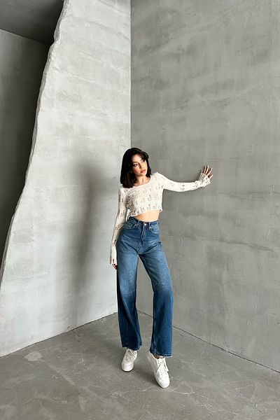 XRAY JEANS Pantaloni de blugi albaștri de bază pentru femei, cu picioare largi