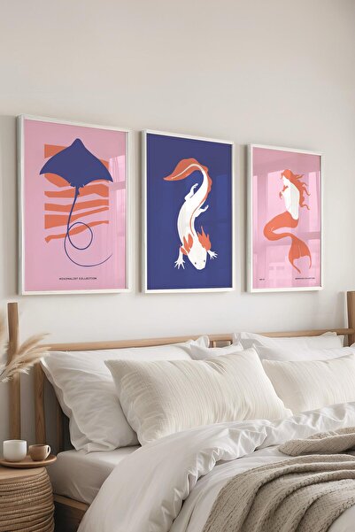 Postifull Set de picturi cu rame, 3 bucăți de rame albe și set de postere min...