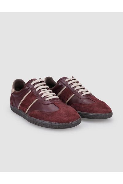 Cabani 100% Genuine Leather Burgundy Suede Lace-Up Women's Sneakers