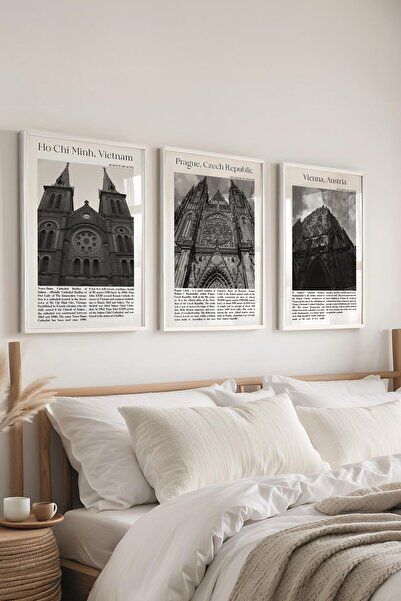 Postifull Set de picturi cu rame, 3 bucăți cu rame albe și set de postere cu ...