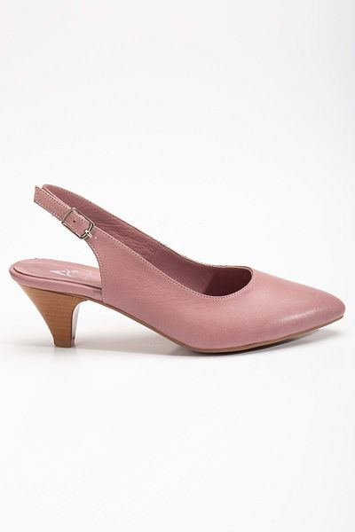 ANALİN SHOES Pantofi cu toc de damă din piele naturală roz - legat la gleznă