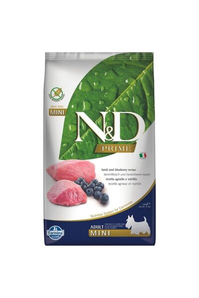 N&D Prime Tahılsız Kuzu & Yabanmersini Küçük Irk Yetişkin Köpek Maması 2,5 Kg