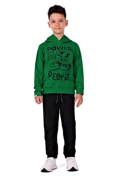 Minikadam Παιδική αθλητική φόρμα Green Hooded Power Printed - MNK0616