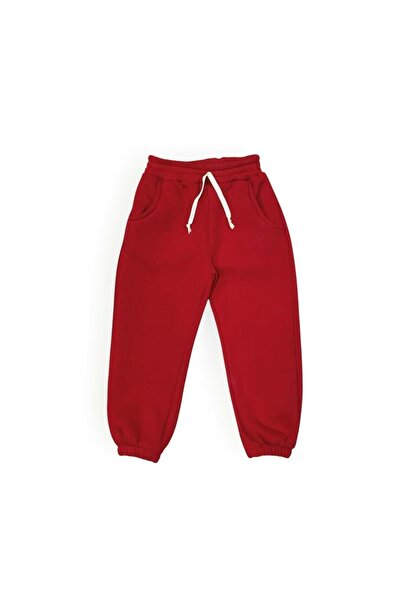 Mnk Baby&Kids Pamuklu 2'li Set Eşofman Altı - Şardonlu, 3 İplik MNK0629 FÜME - KIRMIZI