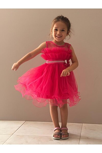 Mnk Baby&Kids Rochie de fetiță Vena cu tutu fucsia - MNK285