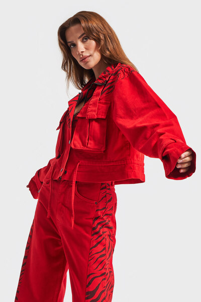 its basic Red Women's Oversize Jacket - Special Fabric