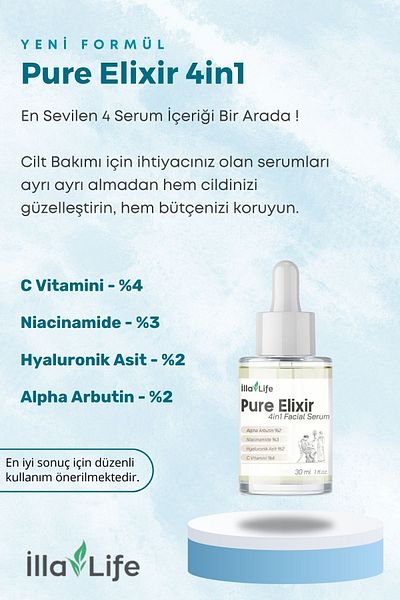 İlla Life Pure Elixir 4in1 Serum - Brightening, Anti-Blemish, Skin Tone Equalizing, Whitening and Brightening