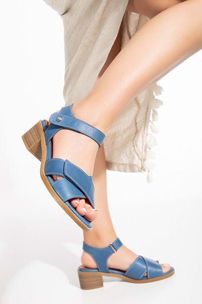 ANALİN SHOES Blugi - Sandale încrucișate din piele naturală și velcro