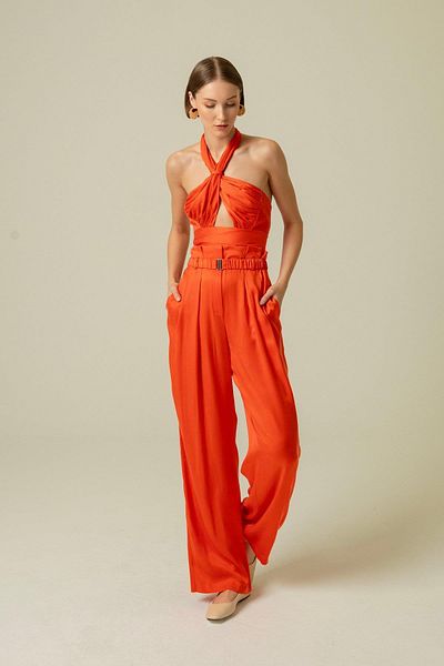 rue. Coral Draped Trousers - Belt Detailed