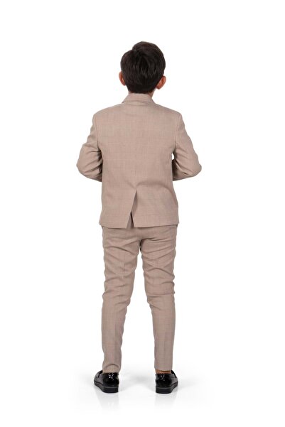 Mnk Baby&Kids Ekose Desen Spor Erkek Çocuk Ceket, Tişört , Jogger Pantolonlu Takım MNK0549 KAHVERENGİ