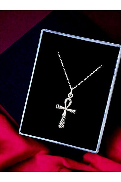 Alaja Silver Ankh Sembolü Nil'in Anahtarı Çivi Yazılı Unisex Tasarım 925 Ayar Gümüş Kolye