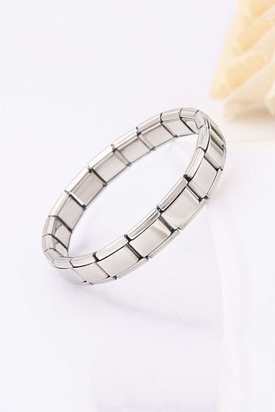 MRROCKS Silver Italian Charm Steel Bracelet