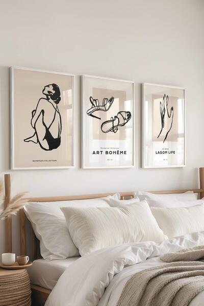 Postifull Set de pictură cu cadru, 3 bucăți de cadru alb și set de postere cu...