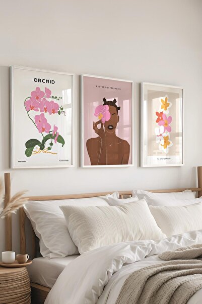 Postifull Set de pictură cu cadru, 3 bucăți de cadru alb și set de postere cu tematică de desen minimalist, nr:300613