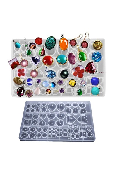 Genel Markalar Epoksi Kalp Yuvarlak Şekilli Silikon Kalıp Çoklu Kolye Küpe Bileklik Takı Kalıbı