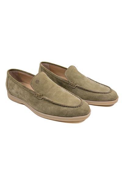 TEZCAN KUNDURA Allegro Genuine Suede Leather Laceless Light Green Loafer Men's Shoes