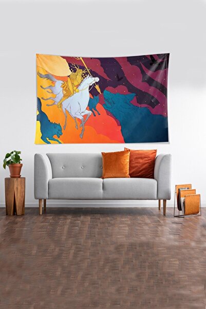 farbala Multi-Colored Jungle King Pattern Stain-Resistant Velvet Fabric Wall Cloth Wall Carpet Tapestry