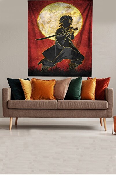 linazaitun Samurai Fighter Fighting Master Stain Resistant Velvet Fabric Wall...