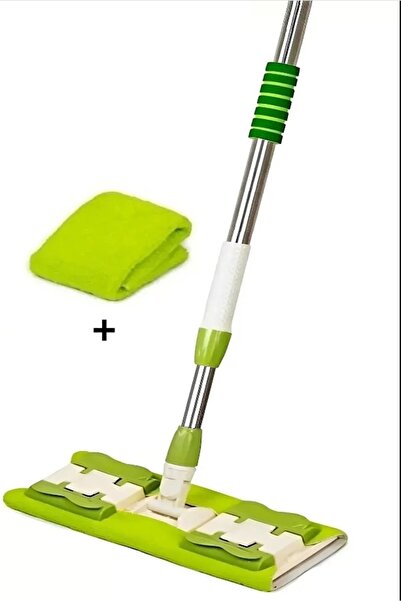 Miomi Mop Fayans Cam Duvar Yüzey Temizlik Mikrofiber Mandallı Mop Yeşil