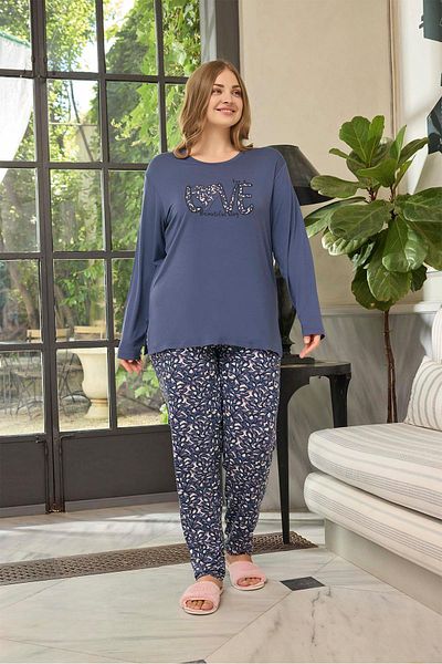 Aydoğan Love Plus Size Purple Pajamas Set - Pearl 0656