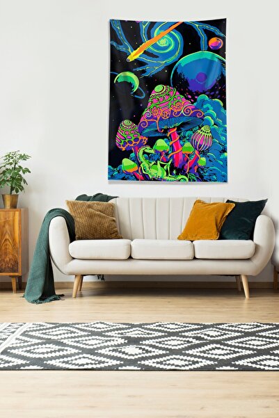 farbala Multicolor Mushroom Mushroom Stain Resistant Velvet Fabric Wall Cloth...