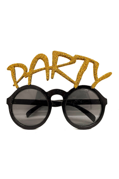 Go İthalat Gold Glitter Party Written Party Glasses Show 15X7 cm (5671)