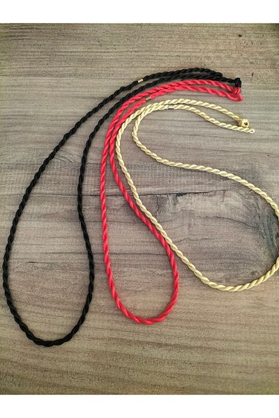 Arjew 3 Pieces of String Necklace (String in a Crib) Red-Black-Gold
