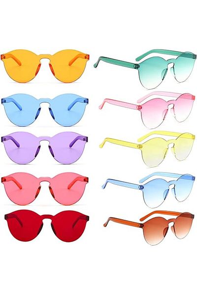 Ethab Ticaret Oval Shaped Rimless Party Glasses 6 Colors 6 Pieces (4457)