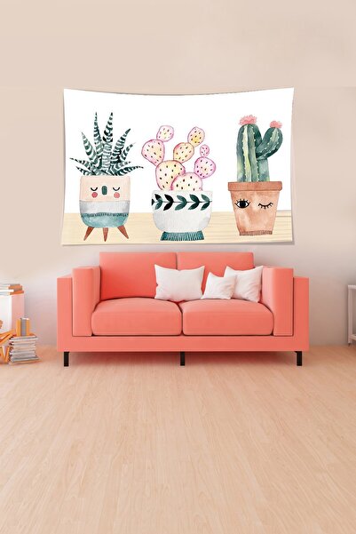 uygun dekor Cactus într-o oală, cu model, catifea rezistentă la pete, țesătur...