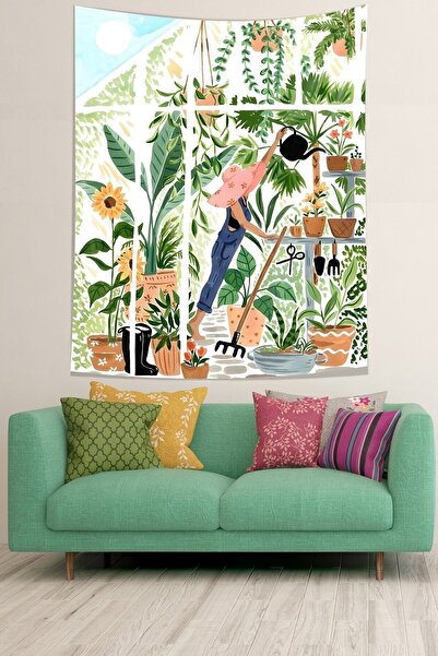 Generic Brand Decor nordic boem Casă cu plante din țesătură rezistentă la pet...