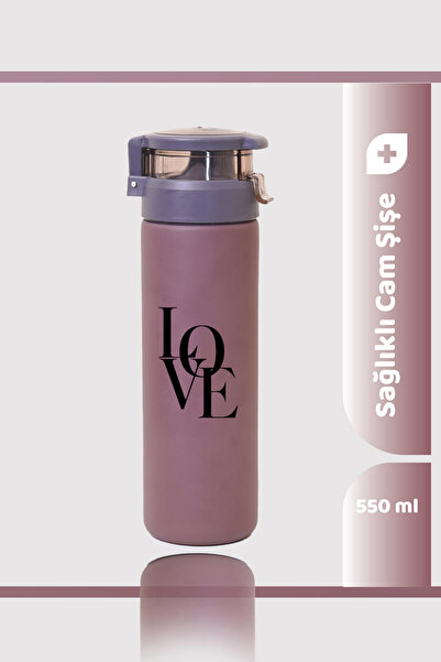 Seraclass 550ml Kilitli Kapak Sütlü Kahve Renkli Cam Şişe Matara, Suluk & Low...