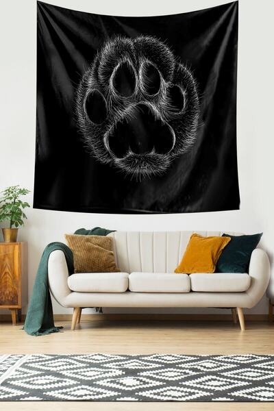 Generic Brand Cute Paw Cat Patterned Black Stain Resistant Velvet Texture Fab...