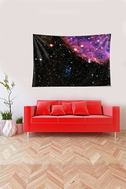 Genel Markalar Çok Renkli Samanyolu Desenli Leke Tutmaz Kadife Kumaş Duvar Ör...