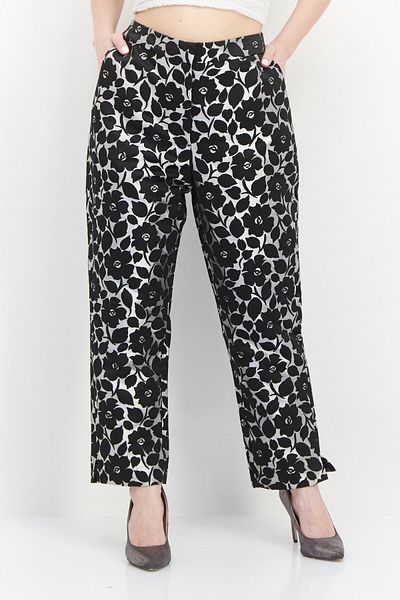 Kate Spade Women Regular Fit Floral Pattern Chino Pants, Black