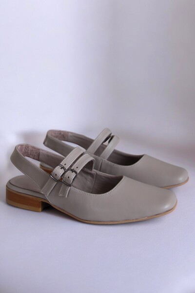 ERS Air Comfort حذاء باليرينا نسائي من جلد المنك الطبيعي مفتوح الظهر بشريط مز...