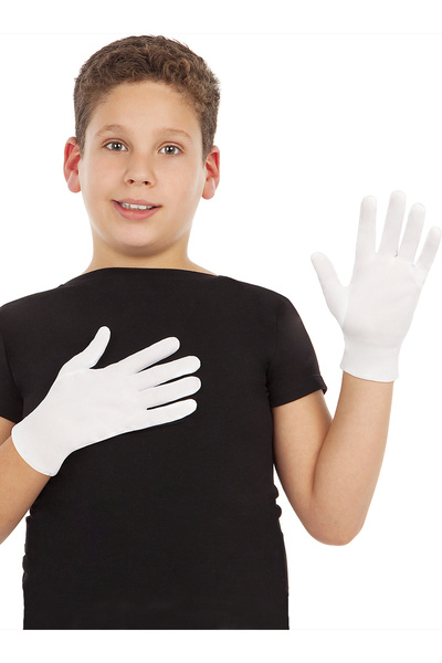 Marsilyan White Color Kids Boy Lycra Pantomime Gloves (4887)