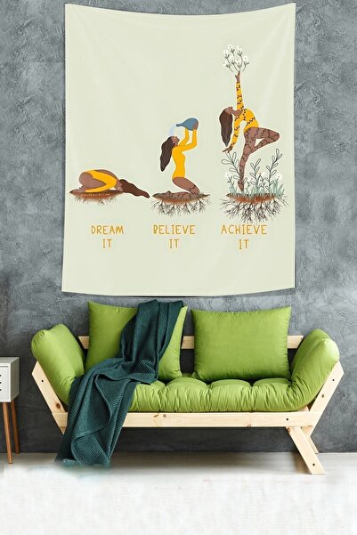 farbala Imagine Believe Succes Women's Strength Stain Resistant Fabric Wall Cloth Wall Tapestry Tapestry