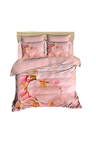 Fabeteks Japanese Cherry Blossom and Rosebuds 3D Digital Double Duvet Cover Set