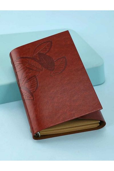 MRShopping Mr Leaf Printed Leather Covered Daily Notepad Special Design Gift Leather Covered Agenda