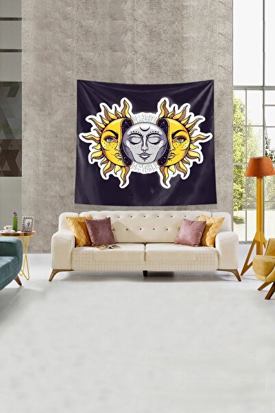 Generic Brand Гоблен за стена от кадифена материя Moon in the Navy Blue Sun, ...