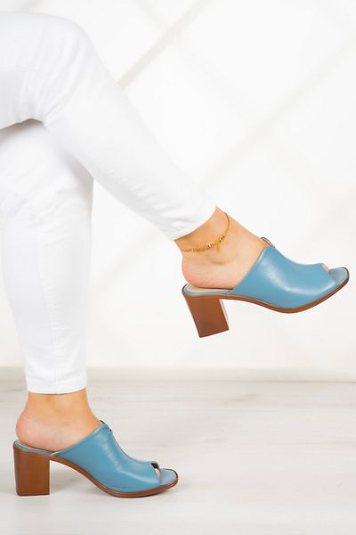 Erkan Saçmacı Papuci Valery Blue din piele naturală - Design confortabil și elegant