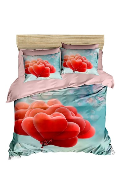 Fabeteks Heart Balloons and Sky 3D Digital Double Duvet Cover Set
