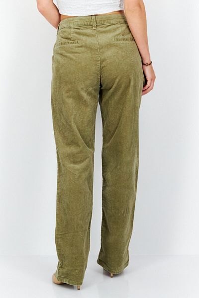 Esprit Women Regular Fit Ribbed Straight Pant, Light Olive