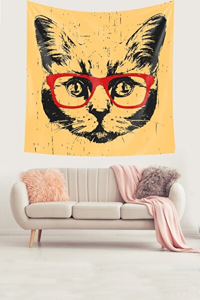 farbala Cat Patterned Cute Cat Stain Resistant Velvet Textured Fabric Wall Cl...